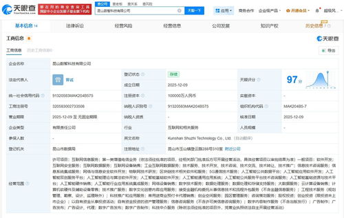 昆山數(shù)智科技公司成立 以10億注冊(cè)資本布局互聯(lián)網(wǎng)信息服務(wù)新藍(lán)圖